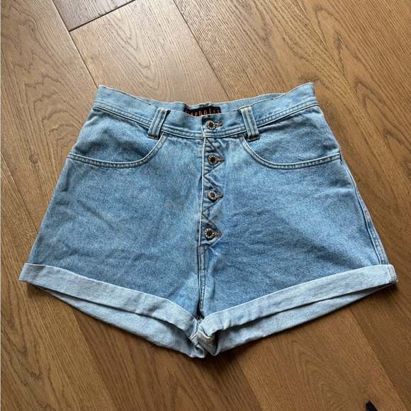 Bluenotes Vintage 90s Button Up Shorts - Size M - Light Blue Wash - Picture 1 of 9
